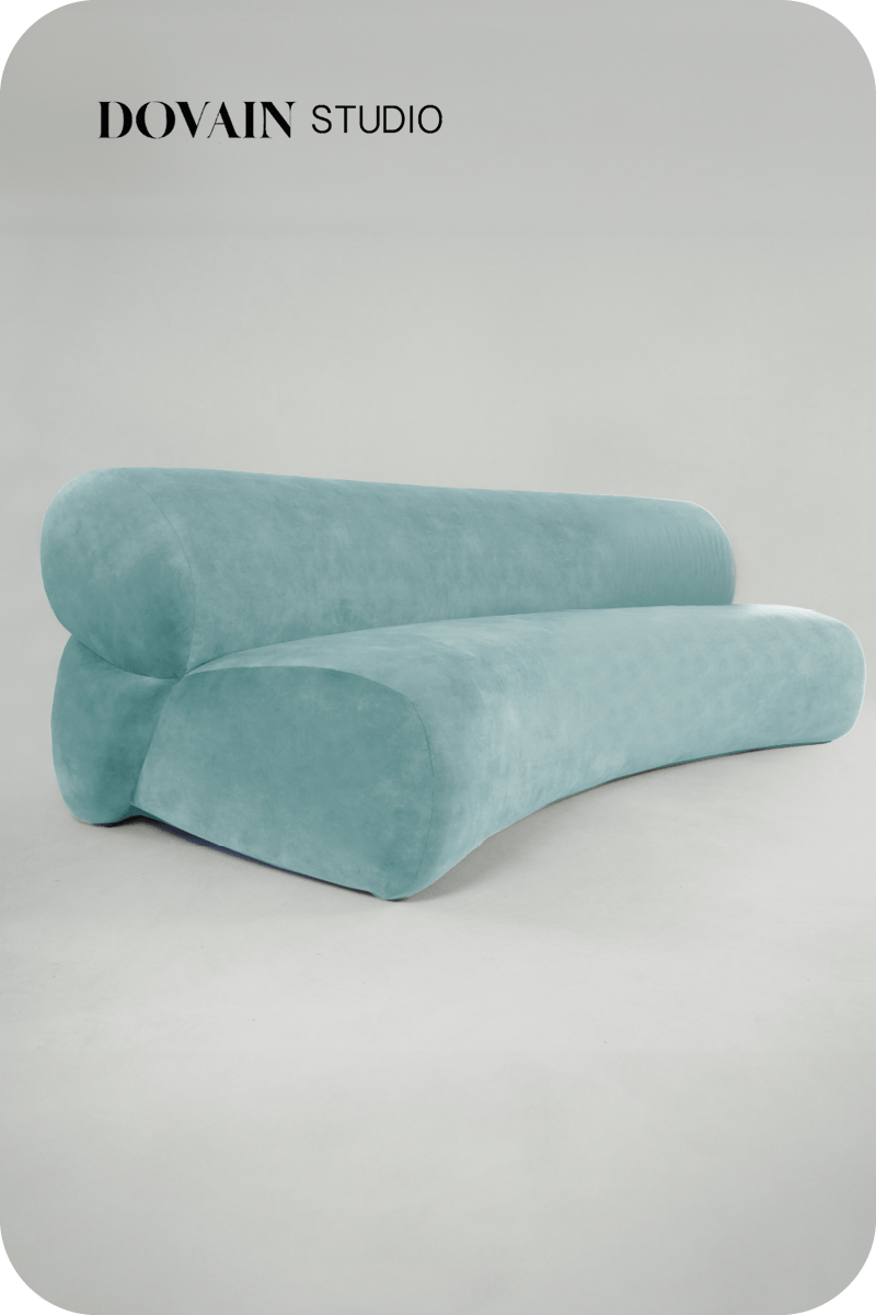PIPA: 3 seater curved velvet sofa By Dovain Studio